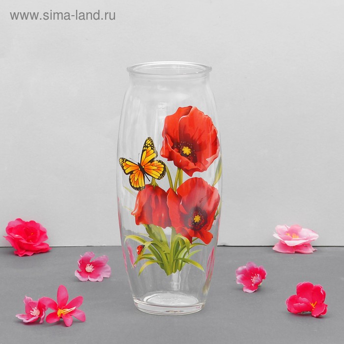 

Ваза "Маки" с деколью, d-7см, 10х23 см, V=1,25л