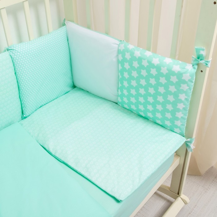 Детское постельное бельё "12 месяцев", 60*110, 104*146, 40*60 см, бирюзовый, поплин, хл100% 110 гм