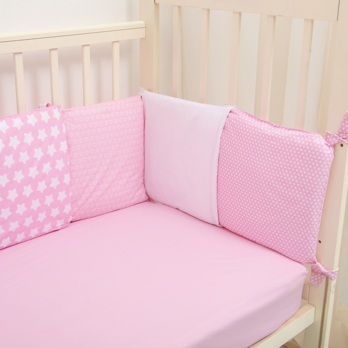 Комплект "12 месяцев" (6 предметов) (борт из 12 подушек), розовый, поплин, хл100% 110 гм