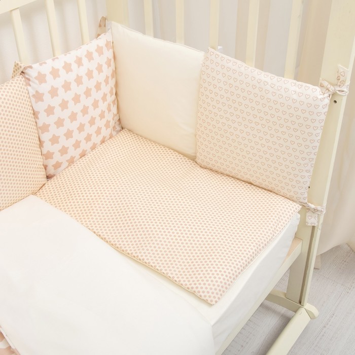 Комплект "12 месяцев" (6 предметов) (борт из 12 подушек), бежевый, поплин, хл100% 110 гм