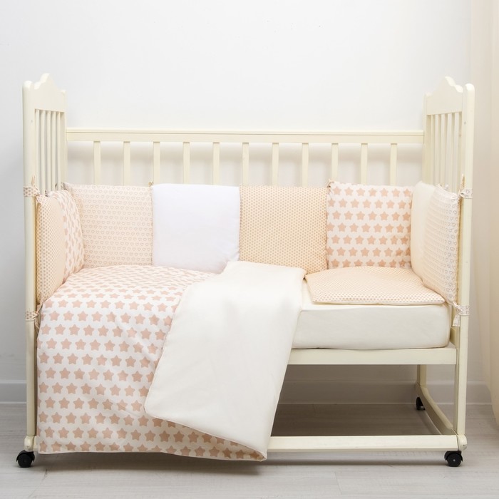 Комплект "12 месяцев" (6 предметов) (борт из 12 подушек), бежевый, поплин, хл100% 110 гм