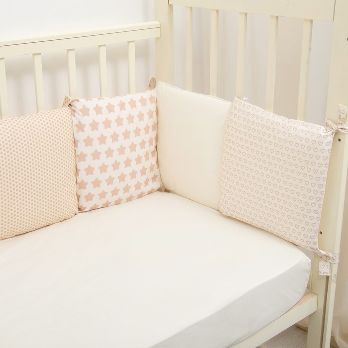 Комплект "12 месяцев" (6 предметов) (борт из 12 подушек), бежевый, поплин, хл100% 110 гм