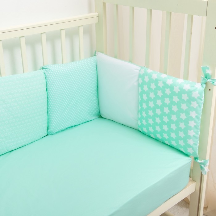 Комплект "12 месяцев" (6 предметов) (борт из 12 подушек), бирюзовый, поплин, хл100% 110 гм