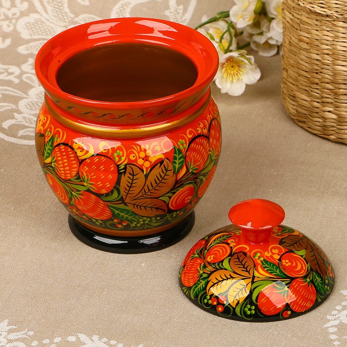 Поставок «Двойной фон», 12х12 см, 500 мл, хохлома