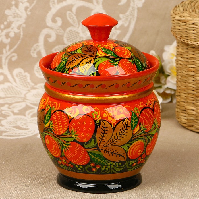 Поставок «Двойной фон», 12х12 см, 500 мл, хохлома