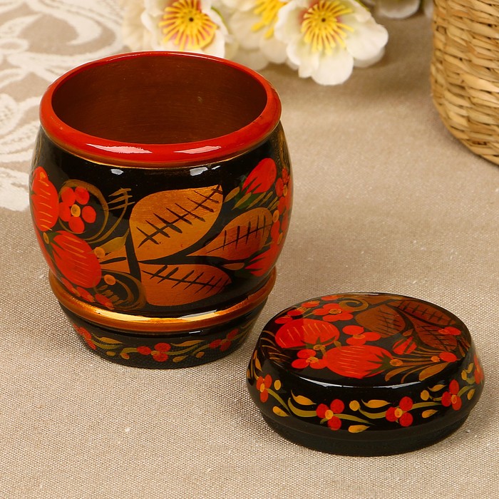 Бочонок «Земляничка», 8х9 см, 180 мл, хохлома