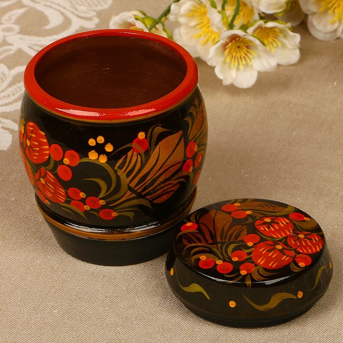 Бочонок «Земляничка», 9х11 см, 250 мл, хохлома микс