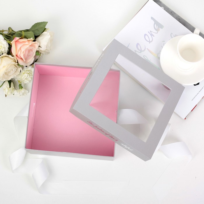 Набор коробок 2в1 с окном, 25,5 х 25,5 х 12 - 23,5 х 23,5 х 11 см