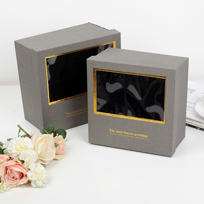 Набор коробок 2в1 с окном, 25,5 х 25,5 х 12 - 23,5 х 23,5 х 11 см