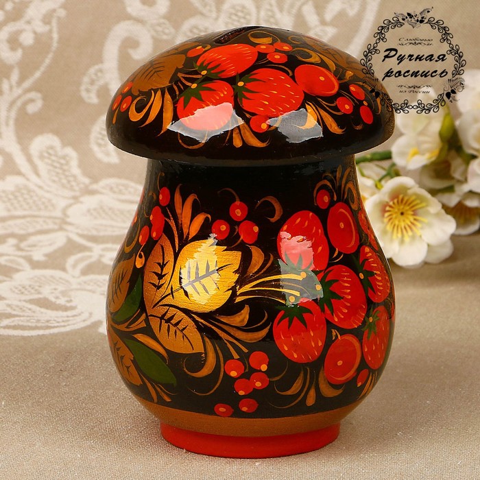 Копилка «Гриб», 10х14 см, 350 мл, хохлома