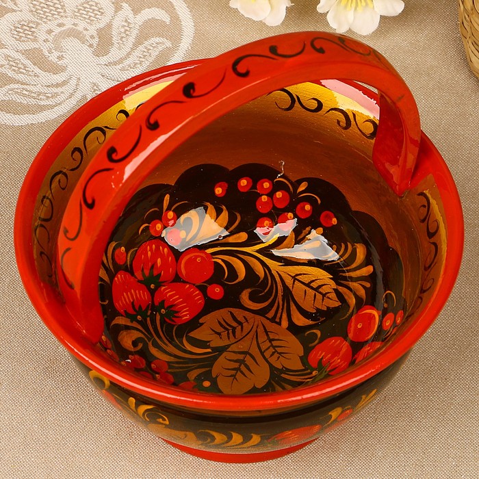 Конфетница «Корзинка», 18х9 см, 500 мл, хохлома