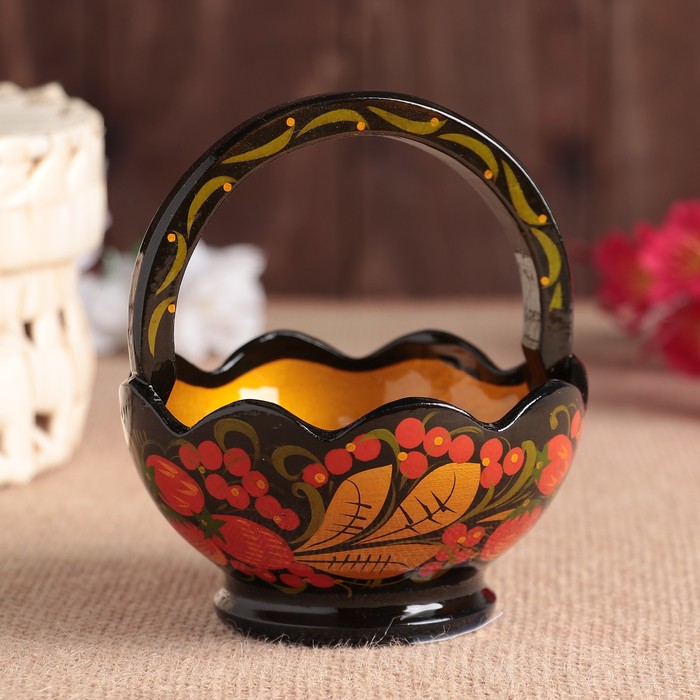 Конфетница «Корзинка», 6х11 см, 100 мл, хохлома