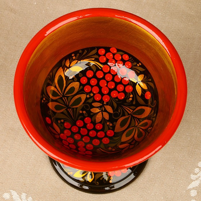 Конфетница «Рябинка», 13х14 см, 350 мл, хохлома
