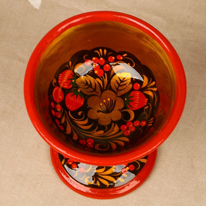 Конфетница «Земляничка», 13х13 см, 350 мл, хохлома