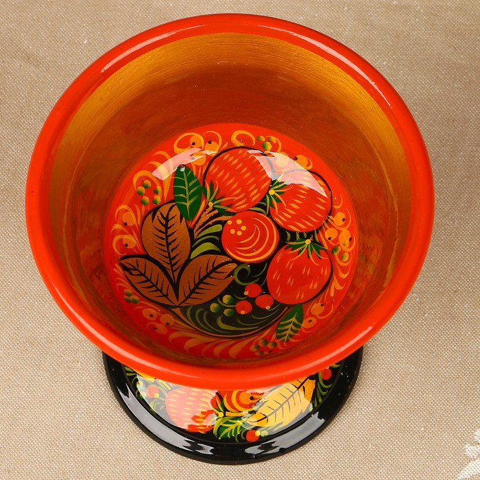 Конфетница «Двойной фон», 13х13 см, 350 мл, хохлома