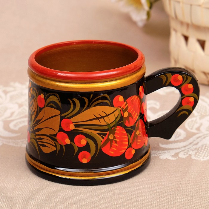 Кружка «Пивная», малая, 9х7 см, 250 мл, хохлома