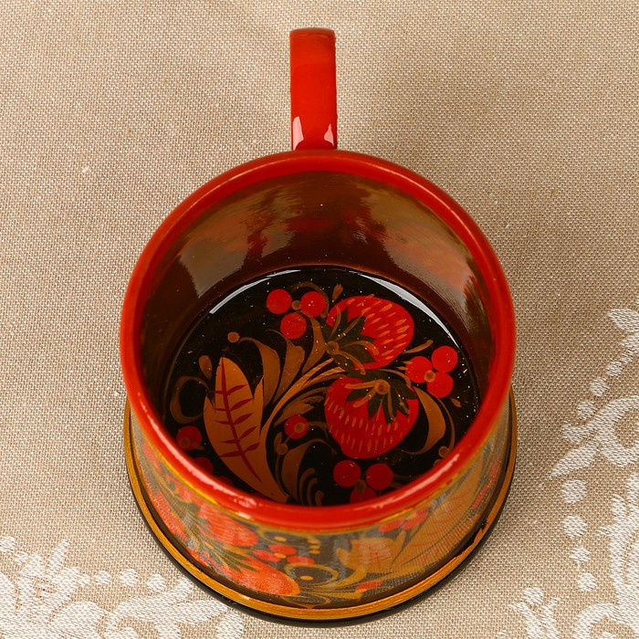 Кружка «Пивная», малая, 9х7 см, 250 мл, хохлома