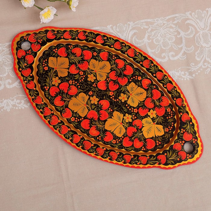 Набор для сока 8 пр: кувшин 16х12см, 0,85л, поднос 38х28см, 6 стаканов 7х10см, 0,2л, хохлома