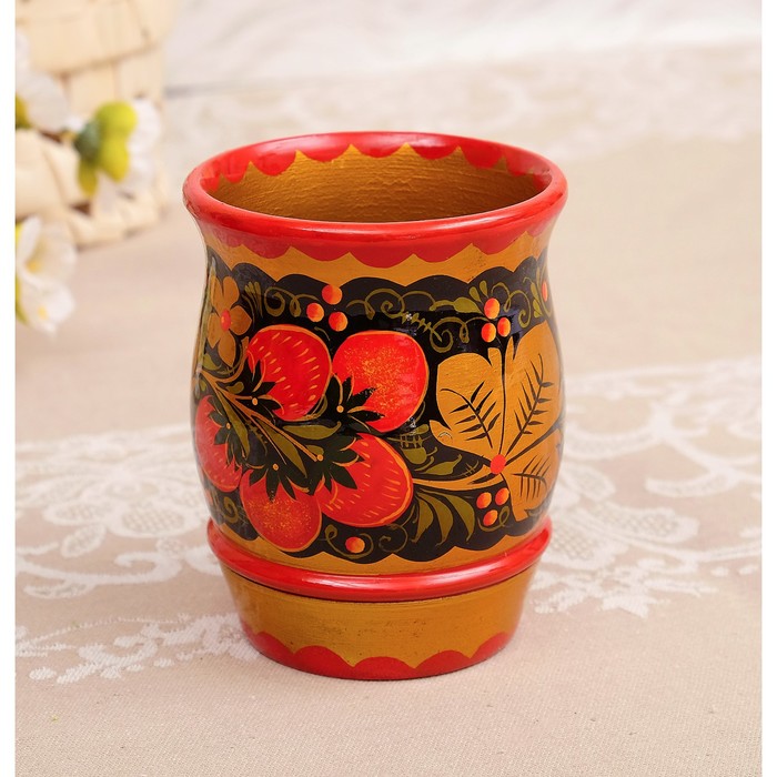 Набор для сока 8 пр: кувшин 16х12см, 0,85л, поднос 38х28см, 6 стаканов 7х10см, 0,2л, хохлома