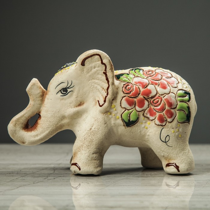 Сувенир "Слон" шамот, ангоб, золото, большой