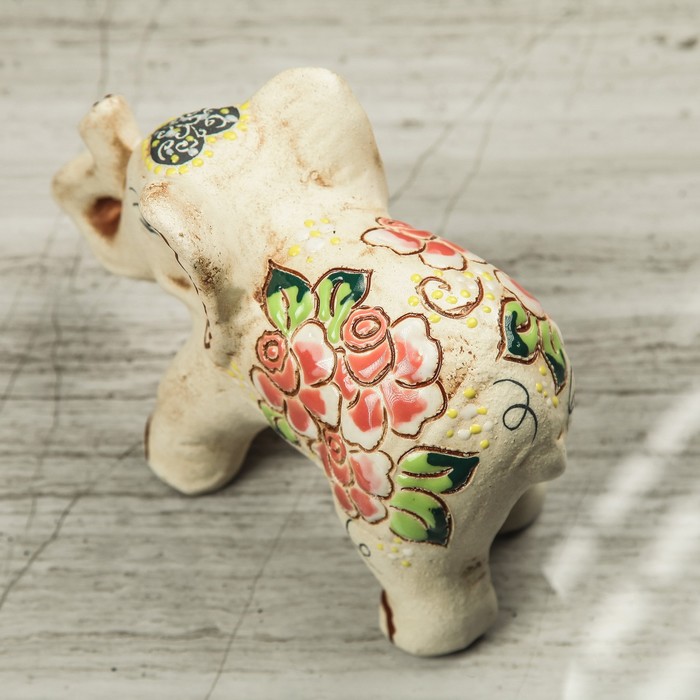 Сувенир "Слон" шамот, ангоб, золото, большой