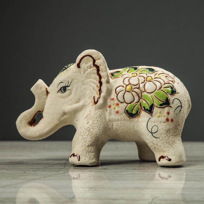 Сувенир "Слон" шамот, ангоб, золото, большой