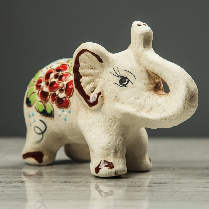 Сувенир "Слон" шамот, ангоб, золото, средний