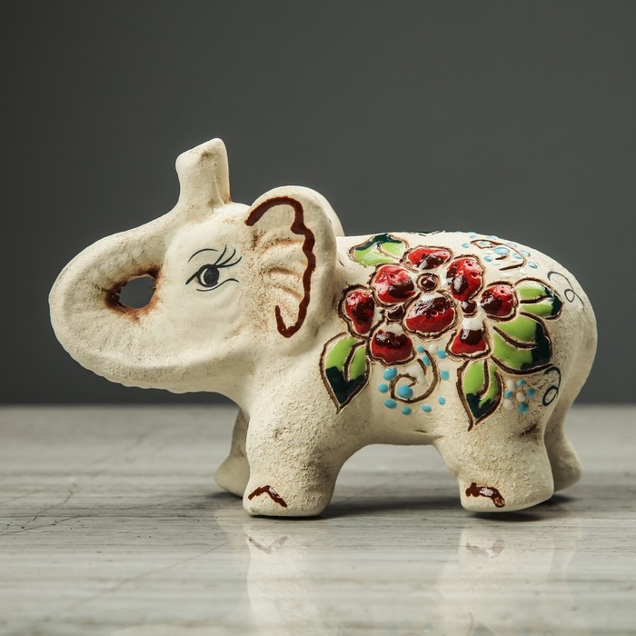 Сувенир "Слон" шамот, ангоб, золото, средний