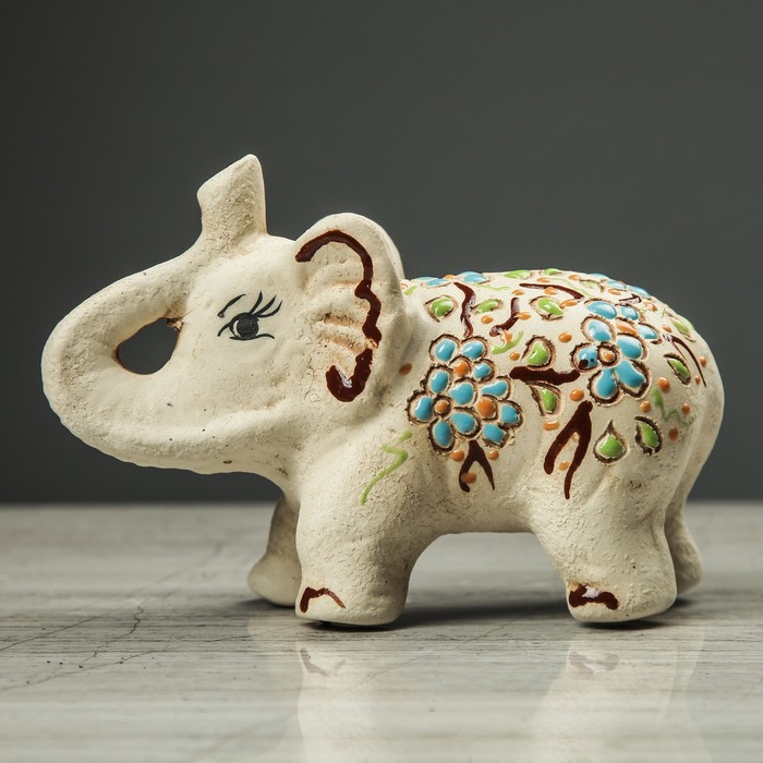 Сувенир "Слон" шамот, ангоб, золото, средний