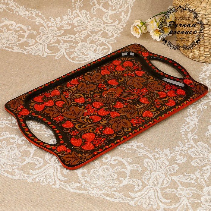 Поднос «Птичка», 38х23 см, хохлома