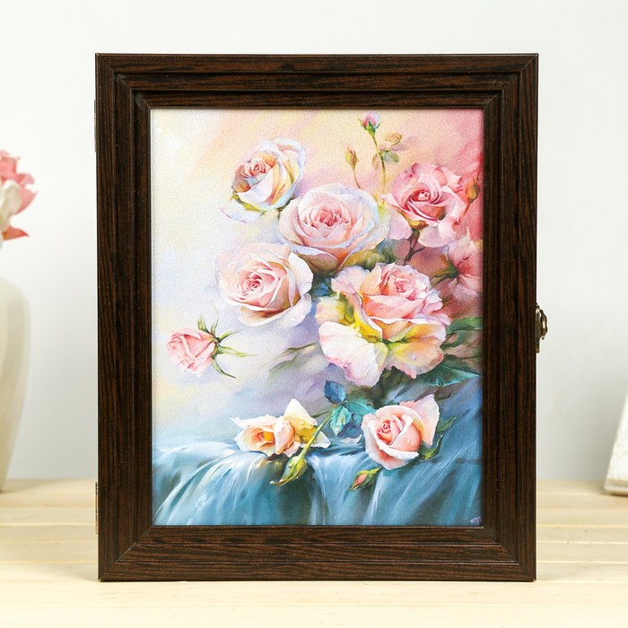 Ключница "Розовые розы" Пирамида Венге 30х25х5 см