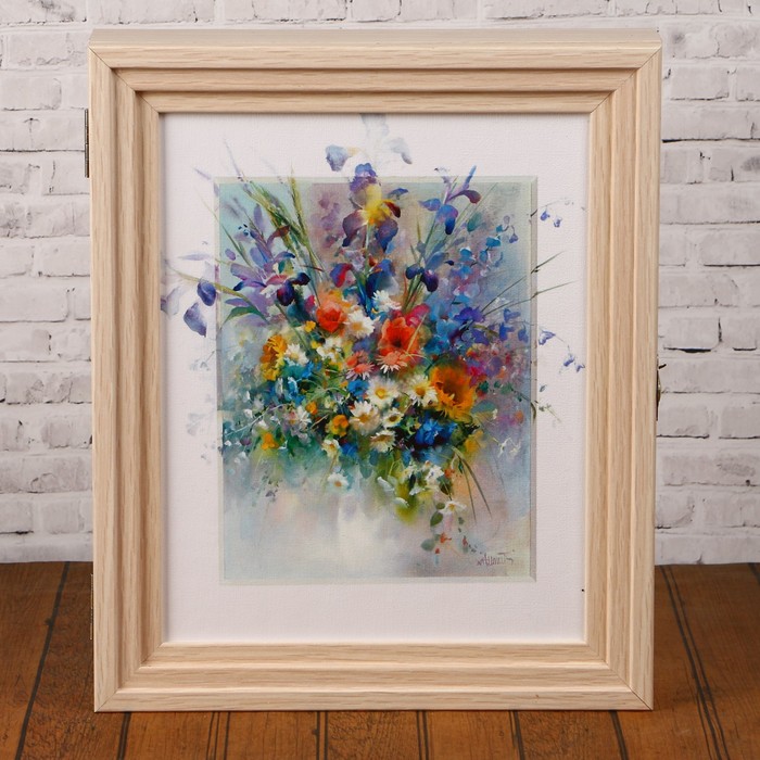 Ключница  "Цветочные впечатления" Пирамида Выбеленный дуб 30х25х5 см