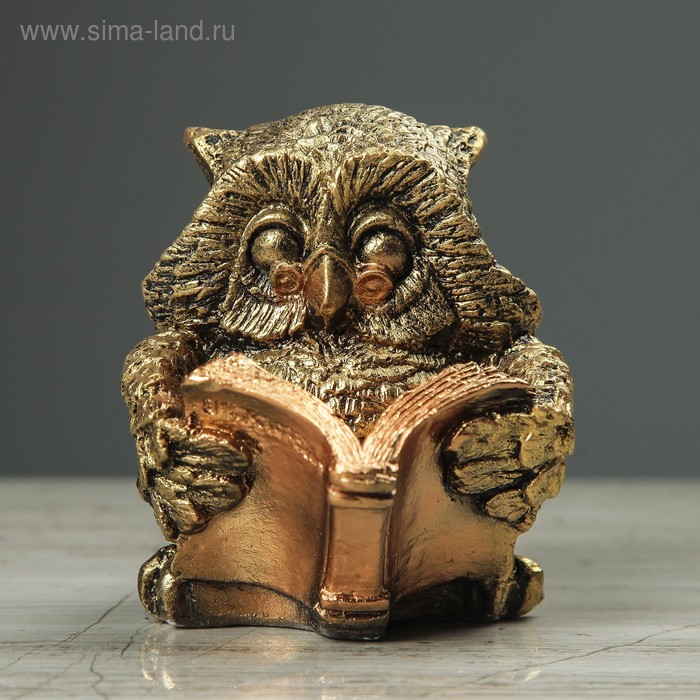 фото Сувенир-статуэтка "сова с книгой" 10 см premium gips