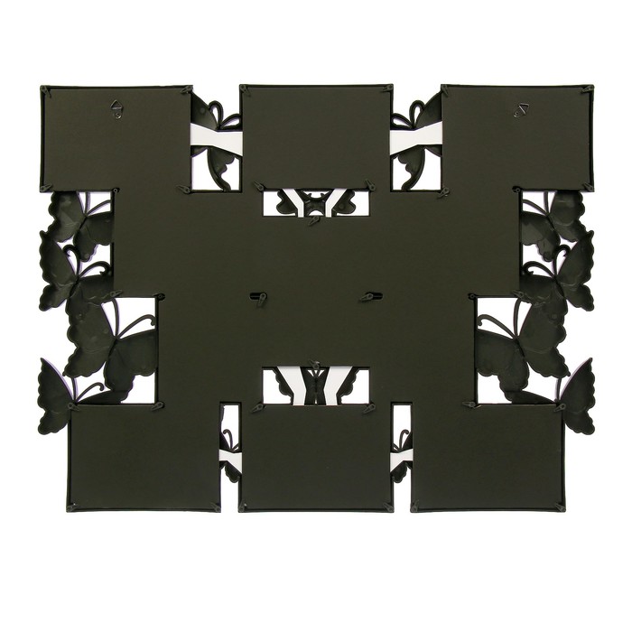 Фоторамка пластик на 11 фото 10х10, 10х15 см "Бабочки" чёрная 49х63 см