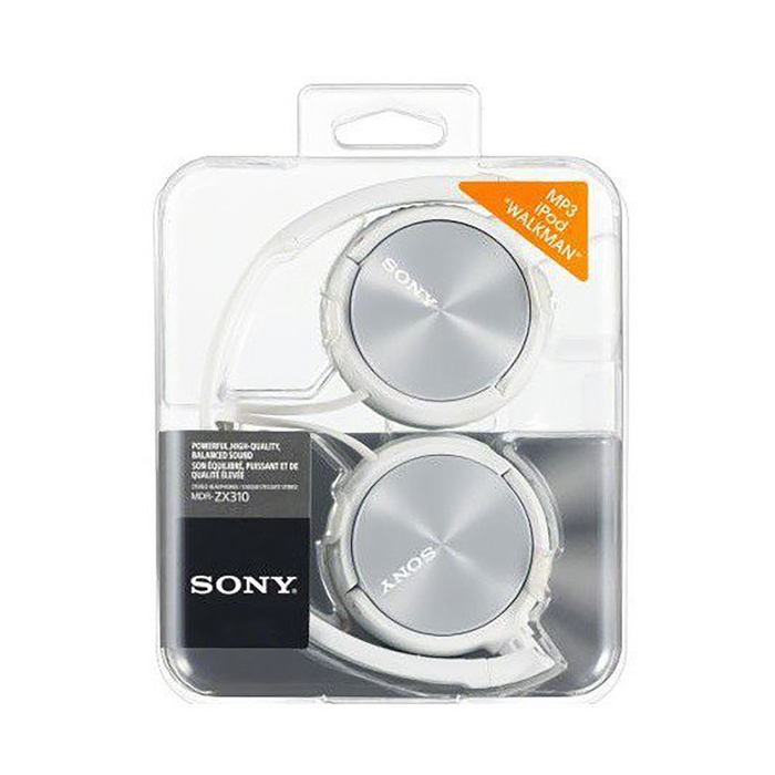 Наушники Sony MDR-ZX310, накладные, оголовье, белые