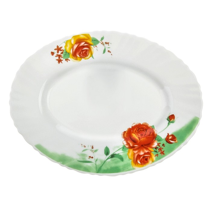 Блюдо 20 см "Упоение лета", овальное, опаловое стекло