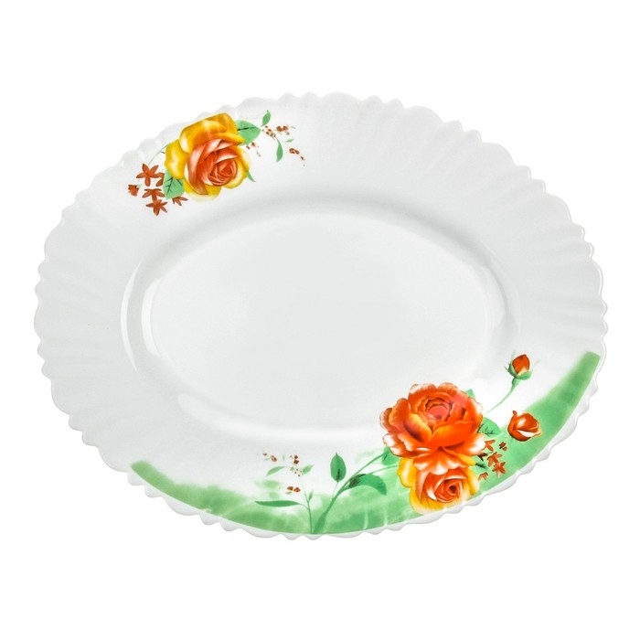 Блюдо 25 см "Упоение лета", овальное, опаловое стекло