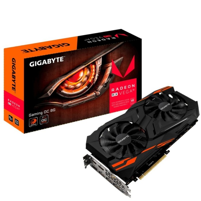 Видеокарта Gigabyte AMD Radeon RX Vega56 (GV-RXVEGA56GAMING OC-8GD)8G,2048bit,HBM2,1170/1600