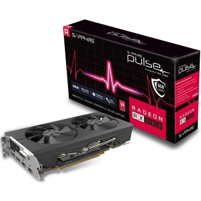 Видеокарта Sapphire AMD Radeon RX 580 PULSE OC (11265-05-20G) 8G,1366/8000,Ret
