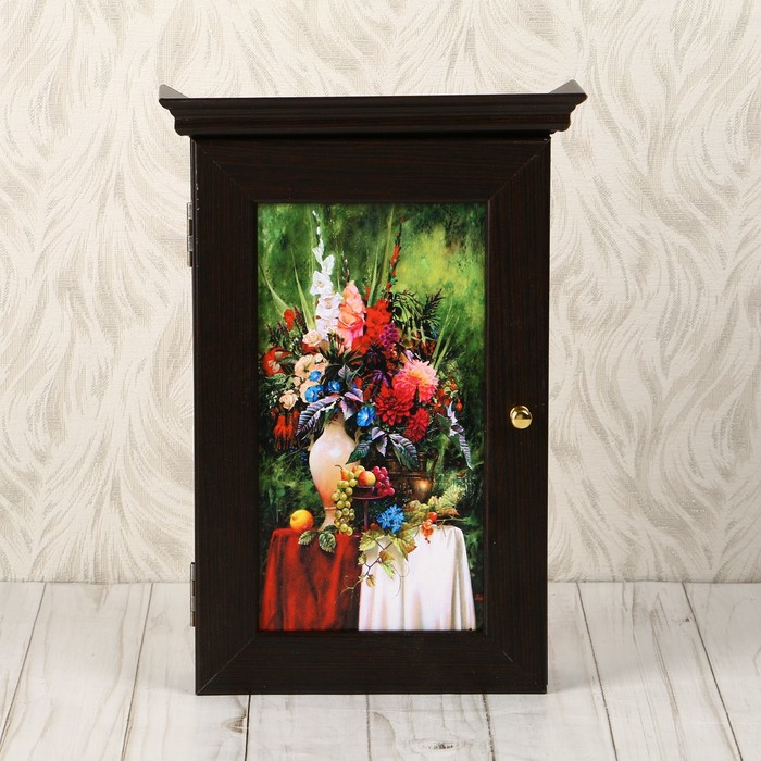 Ключница "Натюрморт с белой вазой" Венге 28х16,5х6 см