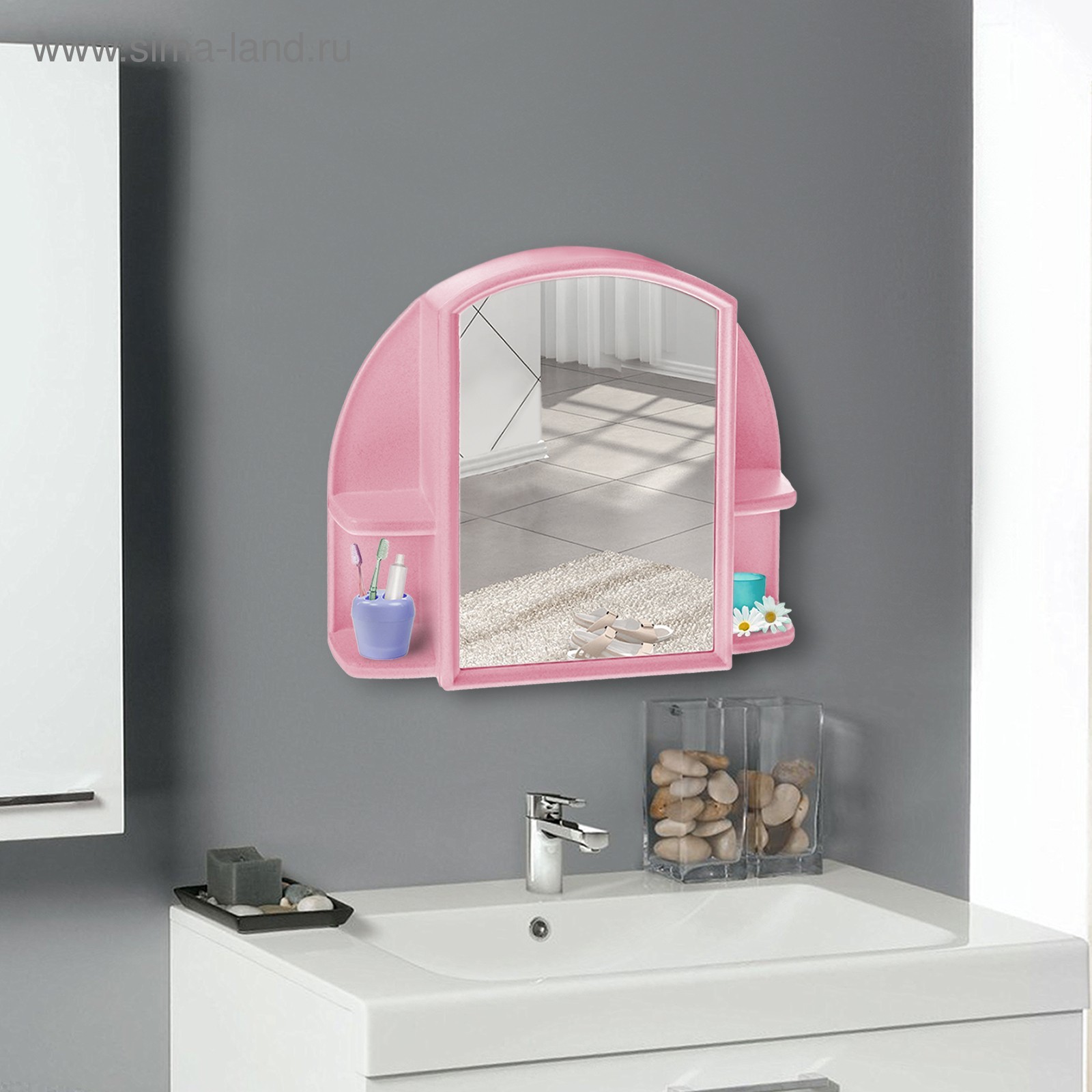 шкафчик пластиковый для ванной комнаты с зеркалом