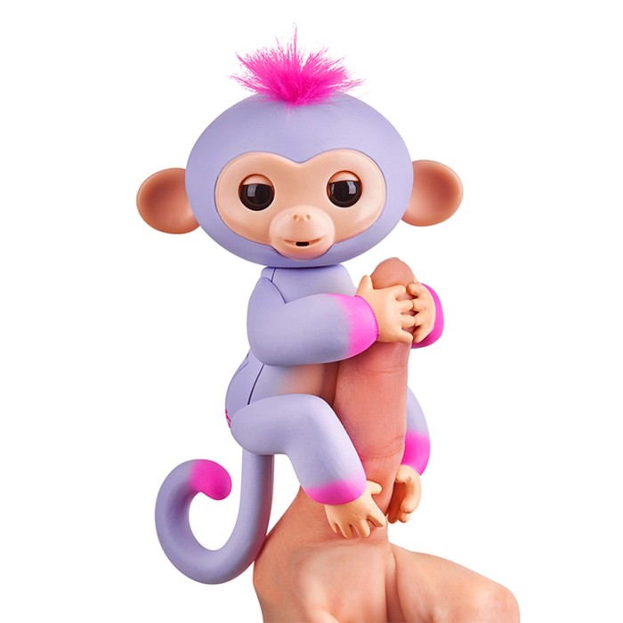 Интерактивная игрушка Обезьянка Сидней" пурпурная с розовым, 12 см