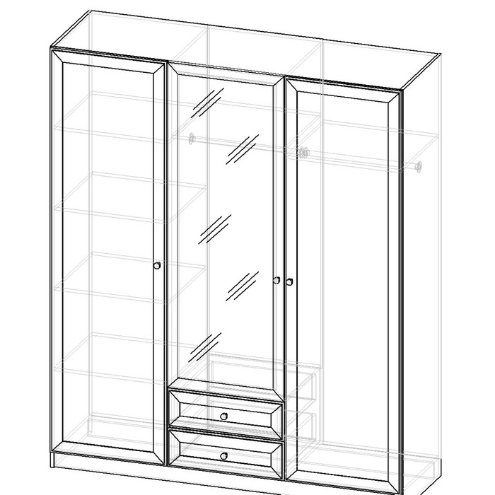 Шкаф для одежды 1800 Агата, 1800х560х2160, Дуб девон