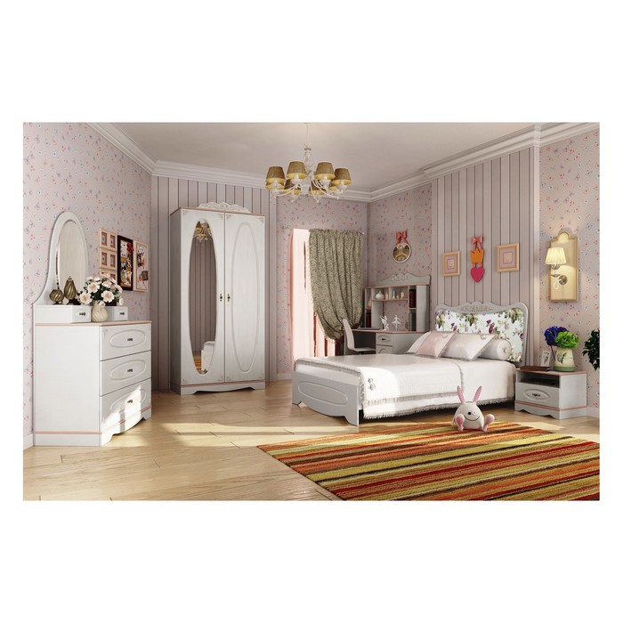 Шкаф 2-х дверный с зеркалом Флоранс, 1070х550х2200, Сосна прованс