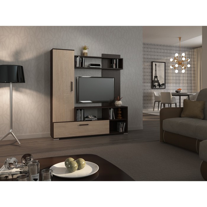 Стенка Юнит-1, 1520х360х1680, Венге/Дуб сонома