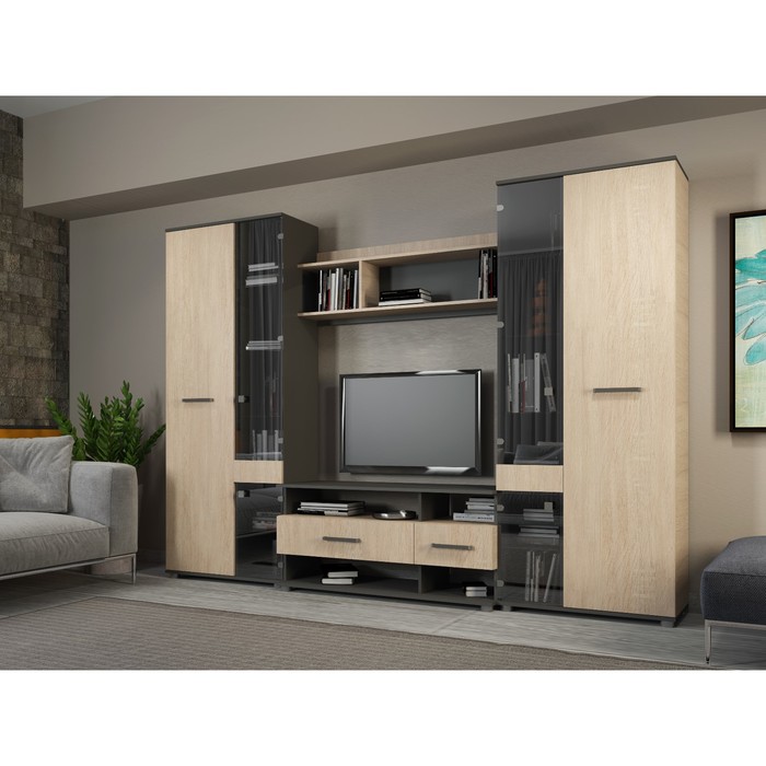 Стенка Оскар, 2800х420х2000, Венге/Дуб сонома