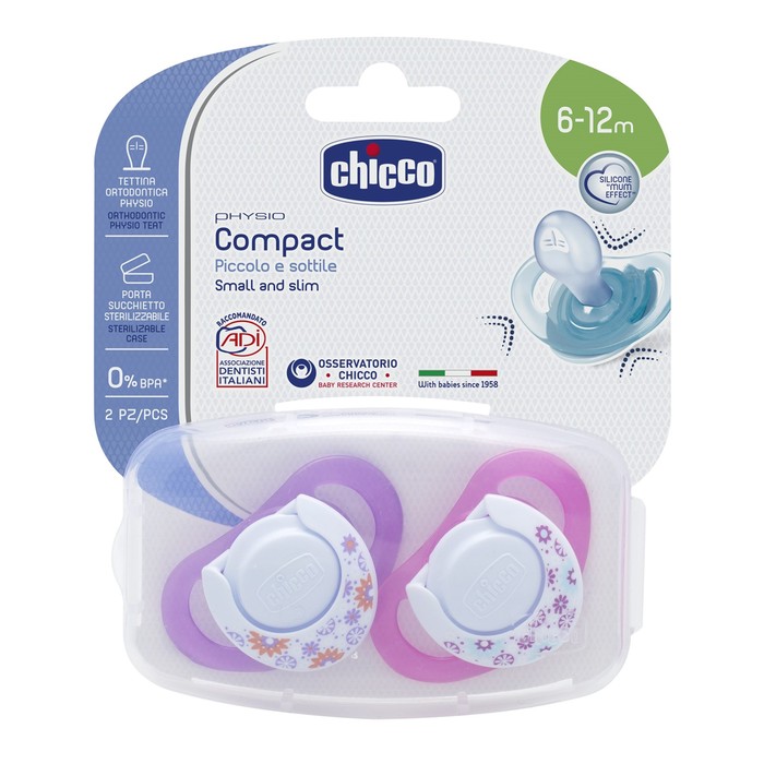 Пустышка Physio, 2 шт., 6 - 12мес., силикон,"Нежность"