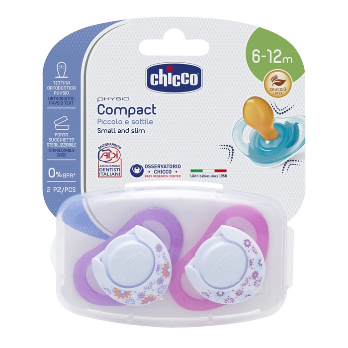 Пустышка Physio, 2 шт.,6 - 12мес., латекс,"Нежность"