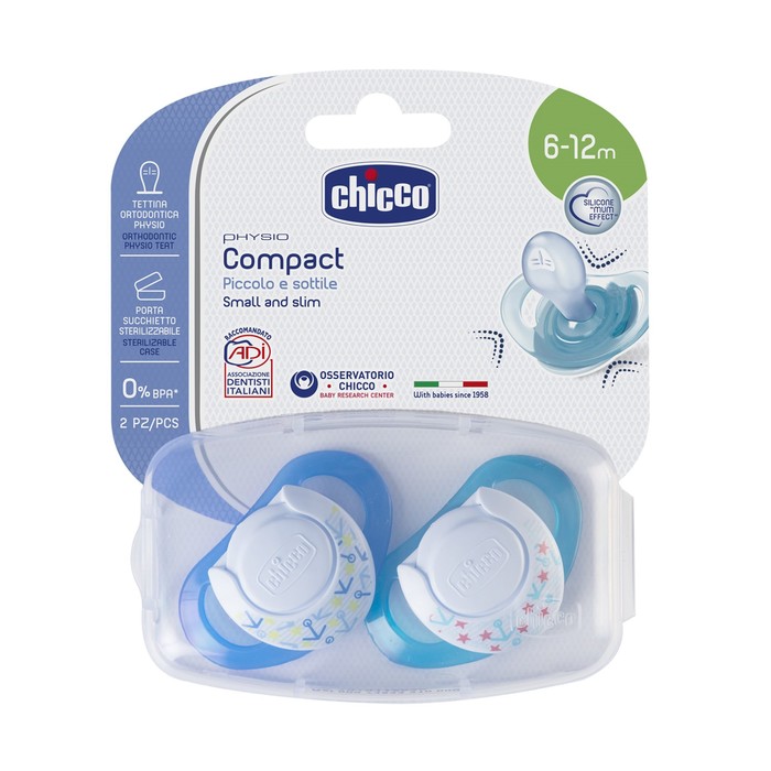Пустышка Physio, 2 шт.,6 - 12мес., силикон,"Морская"