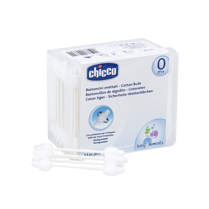 Палочки ватные Baby Moments детские с ограничителем,0мес.+, (63 шт.)